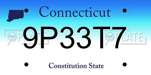 9P33T7 Connecticut License Plate