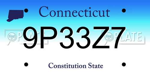 9P33Z7 Connecticut License Plate