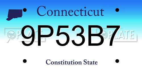 9P53B7 Connecticut License Plate