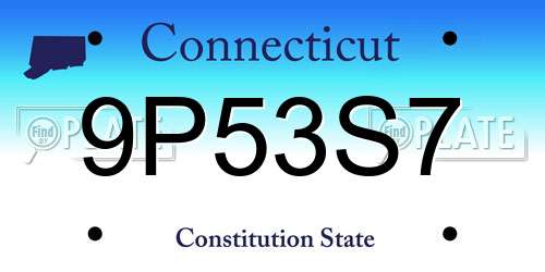 9P53S7 Connecticut License Plate