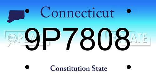 9P7808 Connecticut License Plate