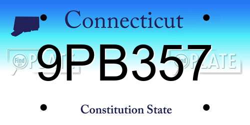 9PB357 Connecticut License Plate