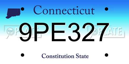 9PE327 Connecticut License Plate
