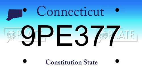 9PE377 Connecticut License Plate