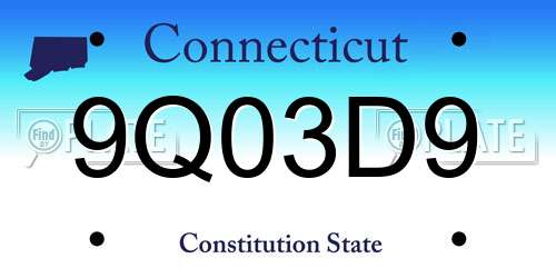 9Q03D9 Connecticut License Plate