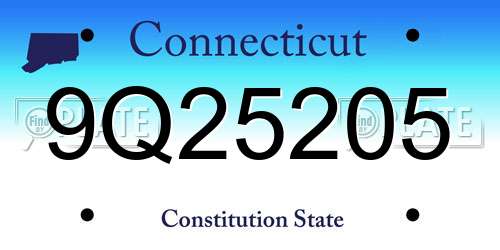 9Q25205 Connecticut License Plate