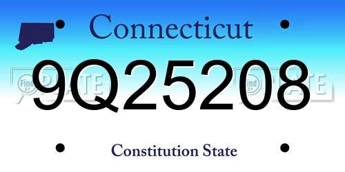 9Q25208 Connecticut License Plate