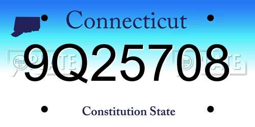 9Q25708 Connecticut License Plate