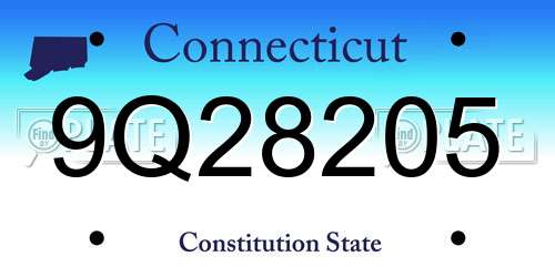 9Q28205 Connecticut License Plate