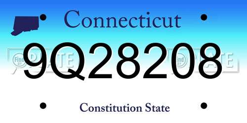 9Q28208 Connecticut License Plate