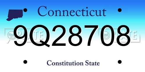 9Q28708 Connecticut License Plate