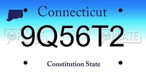 9Q56T2 Connecticut License Plate