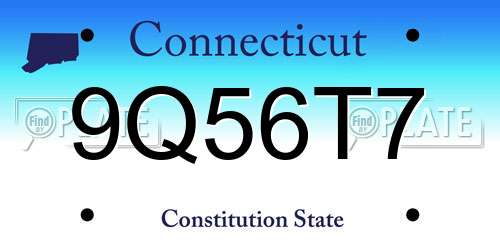 9Q56T7 Connecticut License Plate