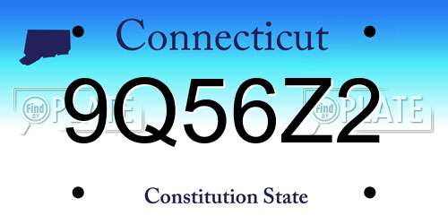 9Q56Z2 Connecticut License Plate