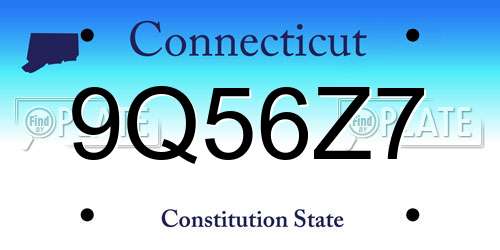 9Q56Z7 Connecticut License Plate