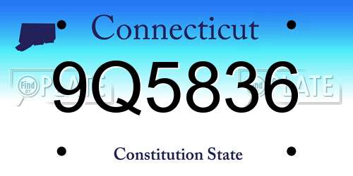 9Q5836 Connecticut License Plate