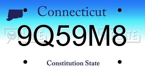 9Q59M8 Connecticut License Plate