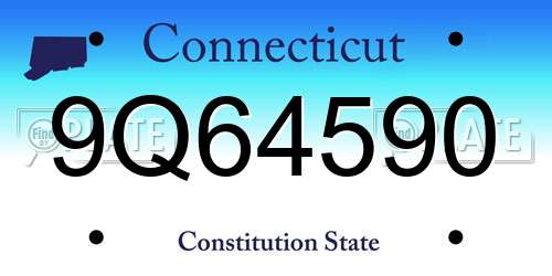9Q64590 Connecticut License Plate