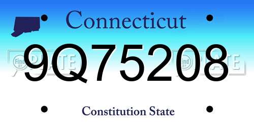 9Q75208 Connecticut License Plate