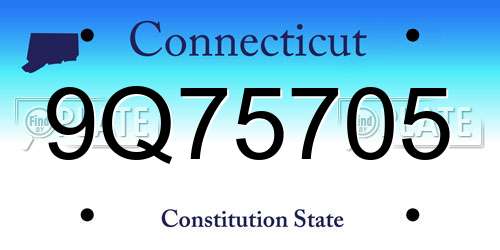 9Q75705 Connecticut License Plate