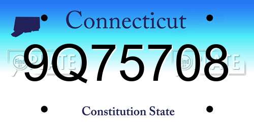 9Q75708 Connecticut License Plate
