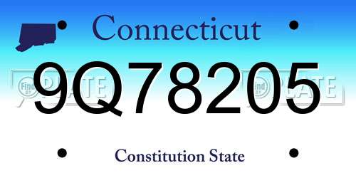 9Q78205 Connecticut License Plate