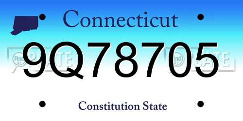 9Q78705 Connecticut License Plate