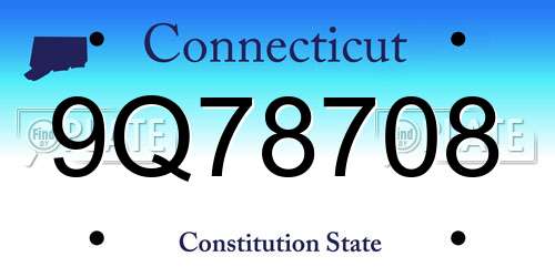 9Q78708 Connecticut License Plate