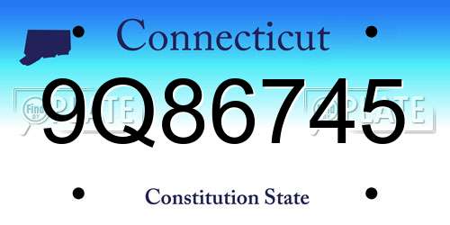 9Q86745 Connecticut License Plate