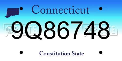 9Q86748 Connecticut License Plate