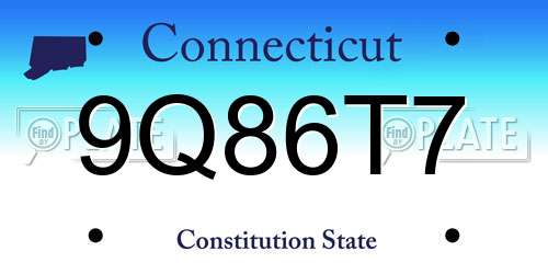 9Q86T7 Connecticut License Plate