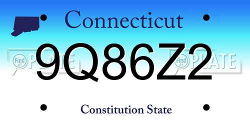 9Q86Z2 Connecticut License Plate