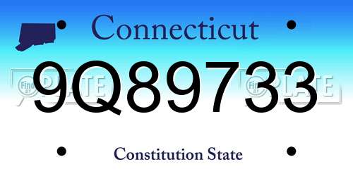 9Q89733 Connecticut License Plate