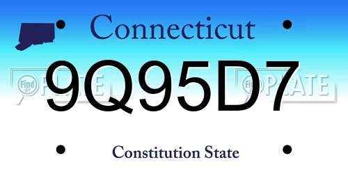 9Q95D7 Connecticut License Plate