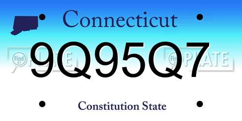 9Q95Q7 Connecticut License Plate