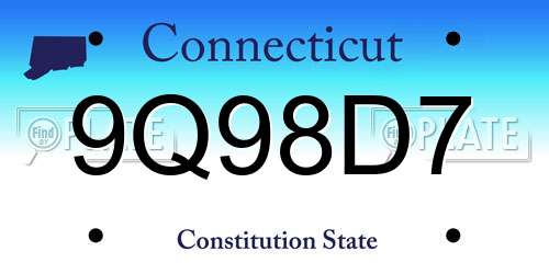 9Q98D7 Connecticut License Plate
