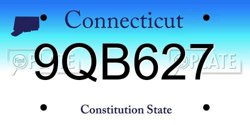 9QB627 Connecticut License Plate