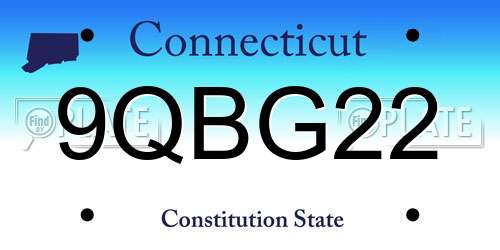 9QBG22 Connecticut License Plate