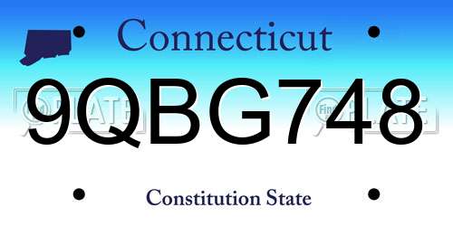 9QBG748 Connecticut License Plate