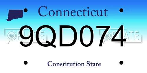 9QD074 Connecticut License Plate