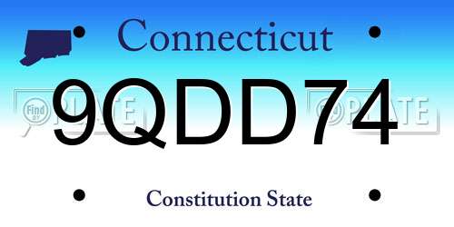 9QDD74 Connecticut License Plate