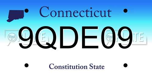 9QDE09 Connecticut License Plate