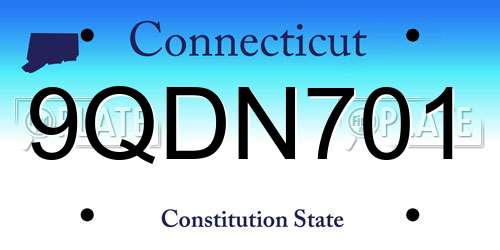 9QDN701 Connecticut License Plate