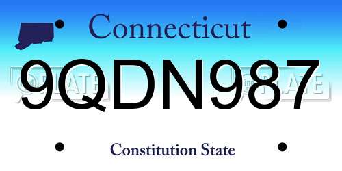 9QDN987 Connecticut License Plate