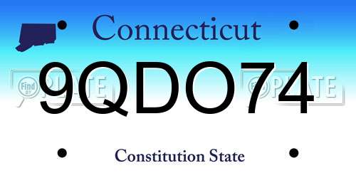 9QDO74 Connecticut License Plate