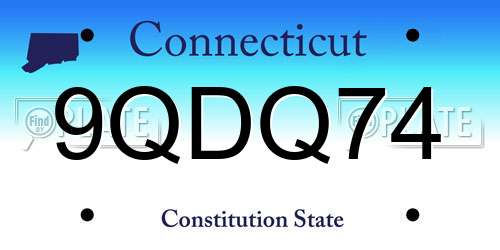 9QDQ74 Connecticut License Plate
