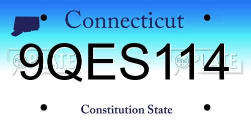 9QES114 Connecticut License Plate