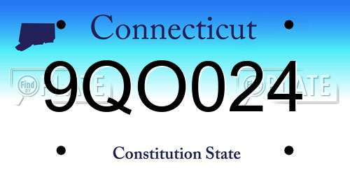 9QO024 Connecticut License Plate