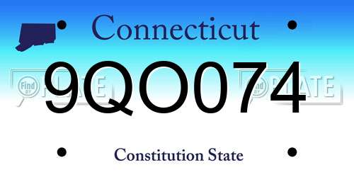 9QO074 Connecticut License Plate