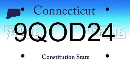 9QOD24 Connecticut License Plate